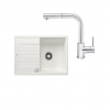 SET305 - Gránitový drez Blanco Zia 45 S Compact biela + Kuchynská batéria Rosan Zerro JZ38601 chróm