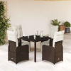 5dílný zahradní bistro set s poduškami hnědý polyratan Hnědá 3277188