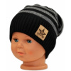 Baby Nellys jesenná/zimní prúžkovaná čiapka čierno/sivá