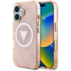 Guess - IML Metal Glitter 4G Circle Triangle MagSafe obal na iPhone 16 - ružový KF2347804