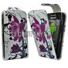 Kožený obal Samsung Galaxy Ace – Flowers Flip – fialová