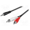 Kabel Jack 3,5mm 3pin vidlice,RCA vidlice x2 1,5m černá