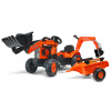 Falk šliapací traktor 2065N Kubota backhoe s predným bagrom a prívesom s otočným bagrom