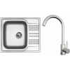 Set Sinks N124 (dřez Star 580 V 0,6 mm, matný + baterie Arco Celonerezová)