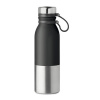 Dvojstenná nerezová fľaša so silikónovým poťahom, 600 ml, čierna
