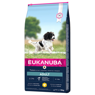 Eukanuba Adult Medium Breed kuracie - výhodné balenie: 2 x 15 kg