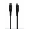 Nabíjací a dátový Liquid silicone kábel FIXED s konektormi USB-C/Lightning a podporou PD, 0,5m, MFI, čierny