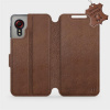 Kožené flip pouzdro Mobiwear - Samsung Galaxy Xcover 5 - Hnědé (Kožené knížkové pouzdro, obal, kryt na mobil Samsung Galaxy Xcover 5, Hnědé, materiál Genuine Leather, ochrana 360°, stojánek, silikonov