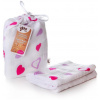 XKKO BMB Bambusová zavinovačka 120 × 120 - Lilac Hearts + klipy na kočárek