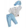 Mušelínová košeľa, nohavice + čiapky, 3D sada, Boy Z&Z, biela/modrá, veľ. 74