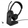 Jabra Evolve2 55 Slúchadlá s mikrofónom Káblový a bezdrôtový Pres hlavu Kancelária / call centrum Bluetooth Nabíjací podstavec Čierna (25599-989-989)