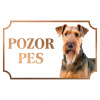 Aierdálsky teriér (Erdelteriér) - Kovová tabuľka POZOR PES