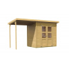 drevený domček KARIBU MERSEBURG 3 + prístavok 166 cm (68763) natur