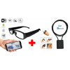 WiFi SET - dotykové okuliare s FULL HD kamerou + živý prenos videa + real-time komunikácia cez Spy slúchadlo