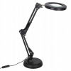 LED stolná lampa s lupou a otočným ramenom