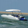 Bimini strieška na loď, 4 oblúky, biela, 243x(230-