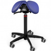 Sedlová stolička Salli SwingFit Farba čalúnenia: Koža - tmavo modrá #77158, Výška postavy: Nízka (S) - do 150 cm, Konštrukcia: čierna + štandard základňa 24 farieb