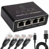ADAPTÉR ROZBOČOVAČ RJ45 NA 4 PORTY – 1G, FTP USB, LED CAT5E/CAT6/CAT7/CAT8