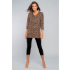 Italian Fashion Elegantné dámske pyžamo 3/4 leopardí vzor Italian Fashion Pantera béžové, Veľkosť S, Farba čierna-béžová