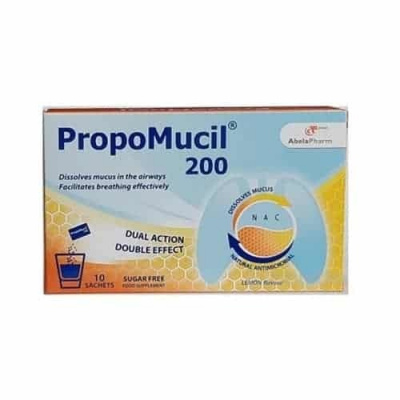 Abela Pharm d.o.o. PropoMucil 200 prášok s citrónovou príchuťou, vrecúška 1x10 ks