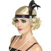 Čelenka - 20s CHARLESTON SATIN - čierna s perím a šperkom