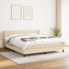 vidaXL Posteľný rám boxspring s matracom krémový 160x200 cm látka - Krémová - 18753-160321