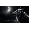 Obraz – Vlk a Mesiac Čiernobiely – AiArt 16:9