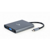 GEMBIRD Kábel CABLEXPERT USB-C 6-in-1 multi-port adaptér (Hub3.1 + HDMI + VGA + PD + čtečka kariet + stereo audio) A-CM-COMBO6-01