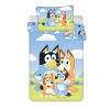 Bluey Šťastná rodina detská posteľná bielizeň do škôlky 100x135cm, 40x60 cm