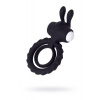 JOS GOOD BUNNY, Vibračný krúžok na penis, silikónový, čierny, 9 cm