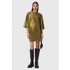 Šaty AllSaints OPAL LOGO DRESS strieborná farba, mini, oversize, W185DB S