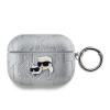 Karl Lagerfeld PU Embossed Karl and Choupette Heads Puzdro pre AirPods Pro - Silver KLAPPGKCPS
