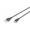 DIGITUS Digitus AK-300108-030-S USB kábel USB 2.0 3 m USB A Mini-USB B 0,48 Gbit/s Čierna (AK-300108-030-S)
