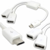 Adaptér Hub OTG 2x USB - micro USB biely rozbočovač myš klávesnica pen