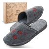 Slippers Dámske filcové papuče s červenou kvetinkou veľkosť 39 | šedá SLIP119/39