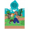 Carbotex Detské plážové pončo osuška s kapucňou Minecraft motiv Alex a Steve 50 x 115 cm
