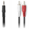NEDIS redukční stereo audio kabel s jackem/ zástrčka 3,5 mm - 2x zástrčka RCA/ černý/ bulk/ 3m (CAGL22200BK30)