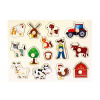Bino Dřevěné puzzle farma 14 dílků