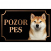 Akita Inu - Kovová tabuľka POZOR PES