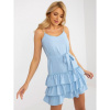 Dámske šaty s volánikmi a viazaním mini ESTELLA svetlo modré