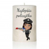 Dekoračná palmová sviečka - Najlepšia policajtka - Valec - 20cm / 7,5 cm - 800g