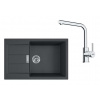 Franke Sety Kuchynský set T116Č, tectonitový drez S2D 611-78 XL a batéria FS 3230.031, čierna/chróm 143.0687.353