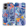 Flipové pouzdro Mobiwear - Realme C67 - MP03P Modrá květena (Knížkové flip pouzdro, obal, kryt na mobil Realme C67 - MP03P Modrá květena, materiál Umělá kůže + TPU - ochrana 360°, stojánek, silikonová
