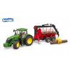 Bruder Farmer - traktor John Deere s lesníckym prívesom a kladmi
