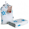 XKKO BMB Bambusová zavinovačka 120 × 120 - Cyan Stars + klipy na kočárek