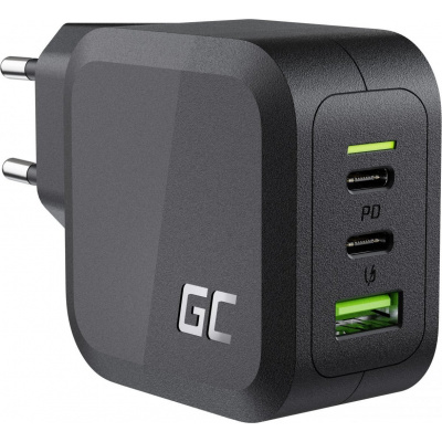GREEN CELL Nabíjačka PowerGaN 65W (2x USB-C Power Delivery, 1x USB-A kompatibilné z Quick Charge 3.0) -