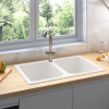 vidaXL Kuchynské umývadlo Biele 760x480x184 mm žula - Biela - 276365-293102