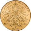 Münze Österreich Zlatá minca 100 Korona Františka Jozefa I. 1915 Rakúska Novorazba 33,87 g