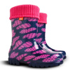 Dievčenské čižmy - Demar TWISTER LUX PRINT V 0038- srdce bodky, fialová Farba: Fialová, Veľkosť: 32-33