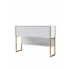 VerDesign, GOLD konzolový stolík so krínkou, zlatá / biela melamin, VT laminát a pod.